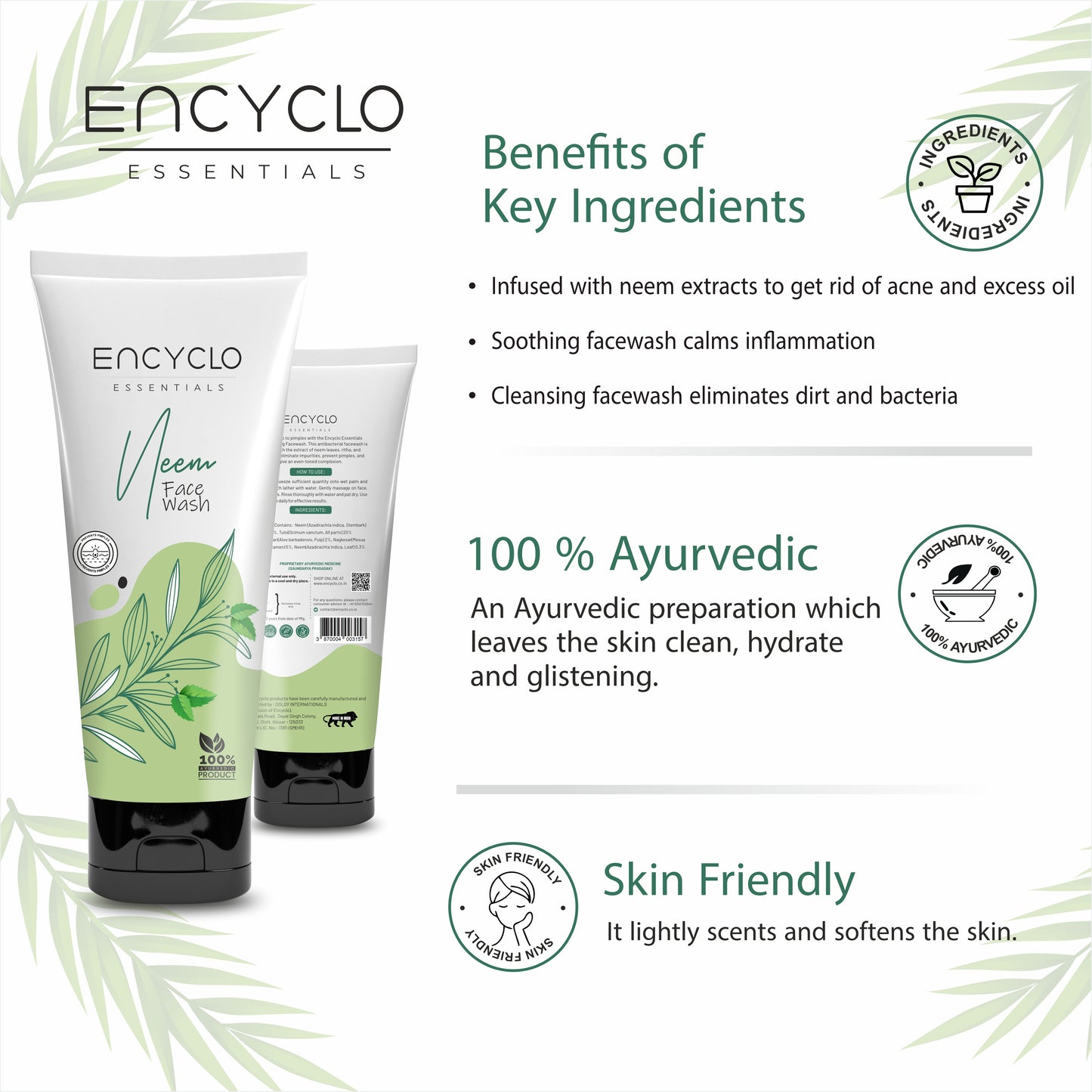 Neem Essentials Combo-Neem Face Wash, Neem Soap And Neem Shampoo