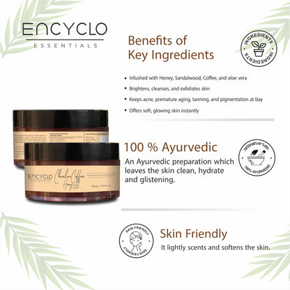 Skin Brightening Combo- Coffee Face Wash, Coffee Sugar Scrub And Coffee Honey Chandan Face Pack