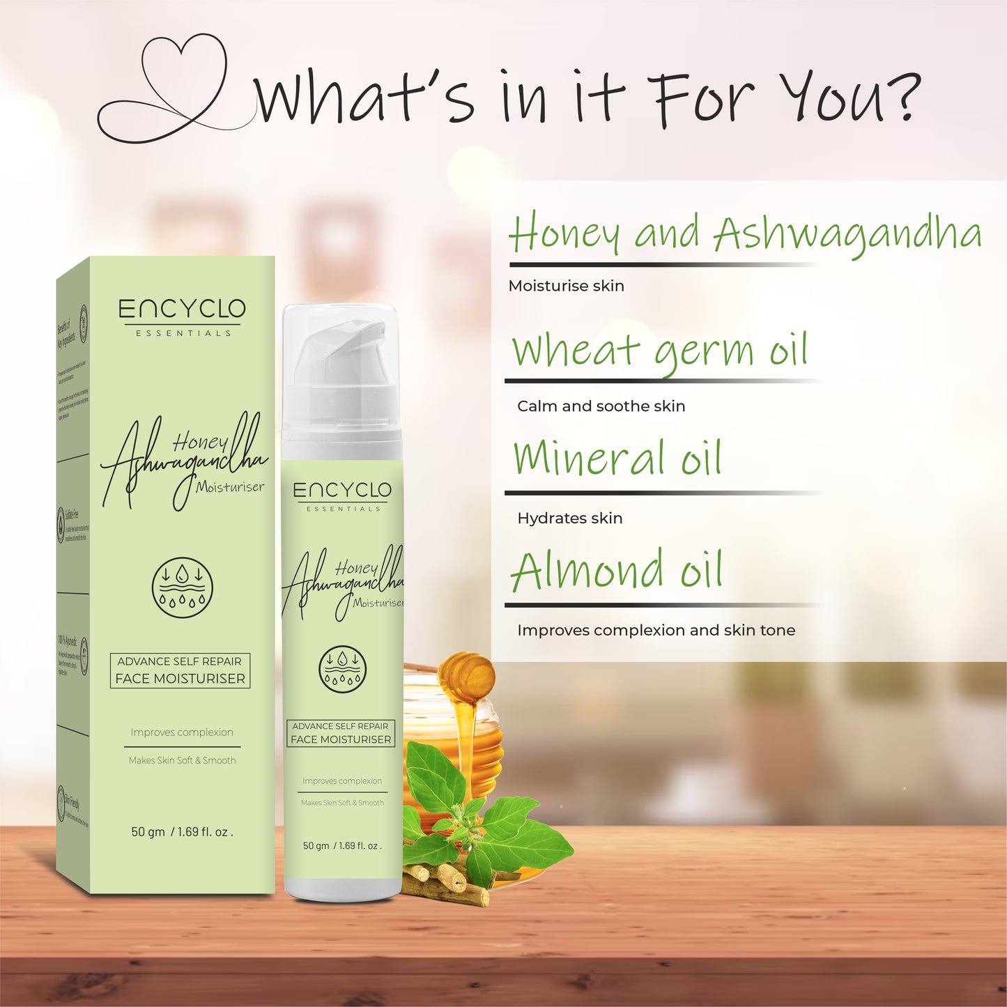 Summer Special Combo-Encyclo SPF 50 Sunscreen, Honey & Ashwagandha Moisturizer And Strawberry Lip Balm